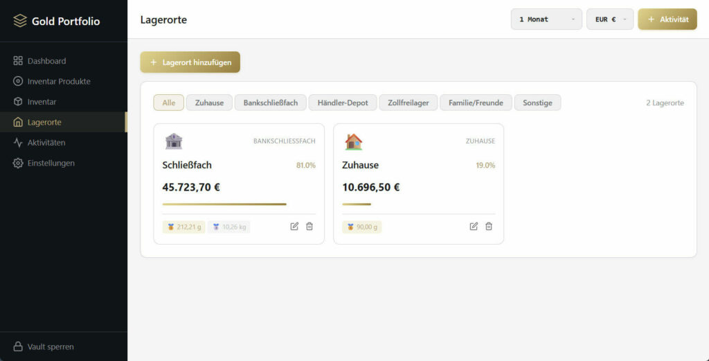 Zeigt die Lagerorte in der App
