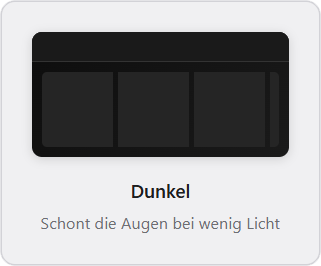 Zeigt eines schematische Darstellung des dunklen Theme.