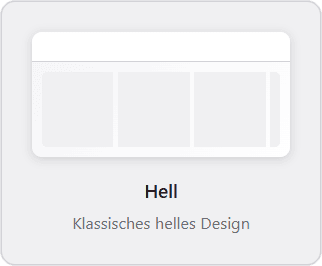 Zeigt eines schematische Darstellung des hellen Theme.